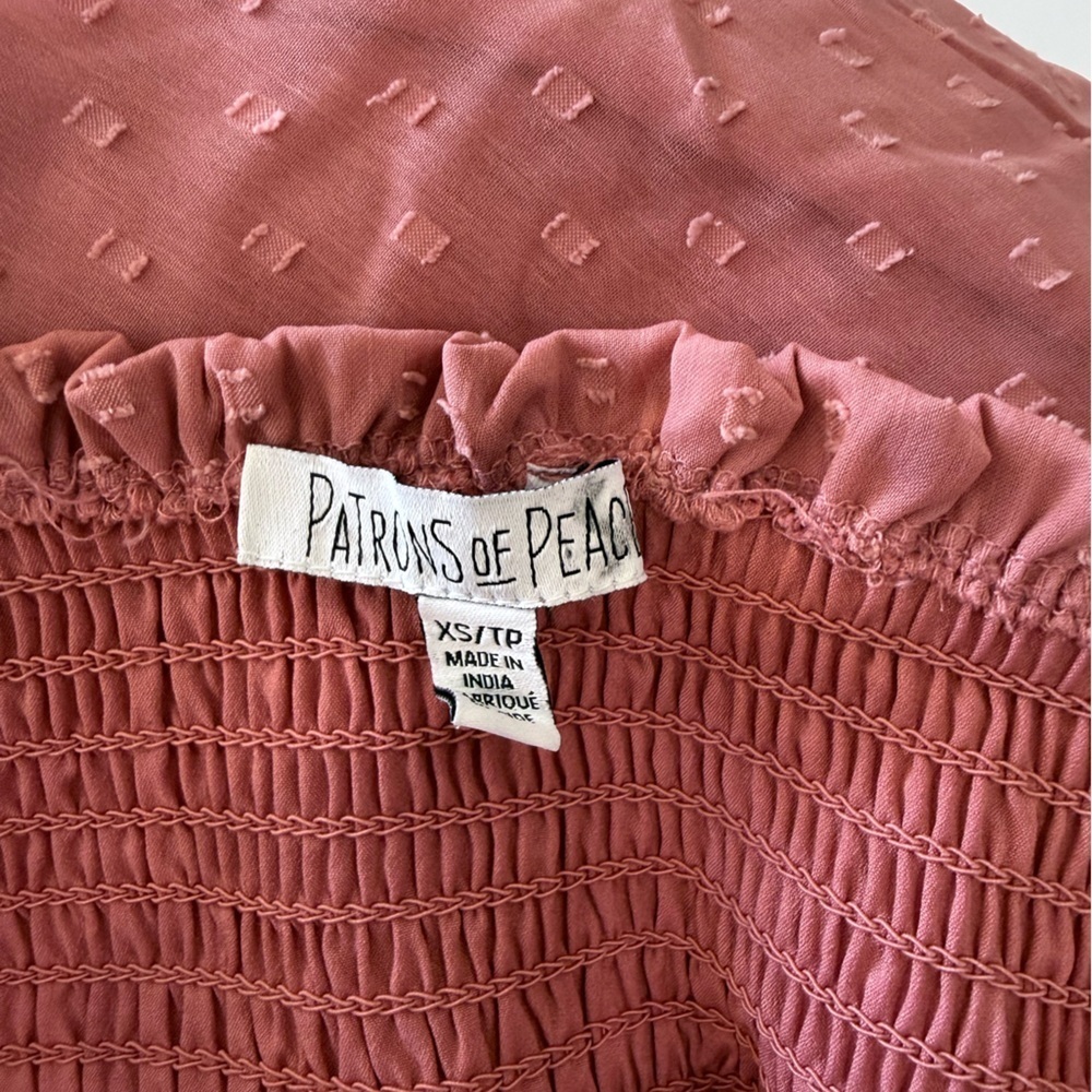 Patrons of Peace Milkmaid Smocked Tiered Maxi Dress Romantic Cottagecore Size XS - Picture 2 of 10